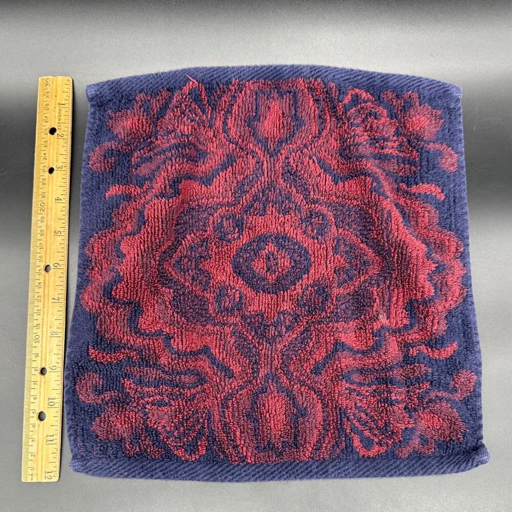 Lauren Ralph Lauren Washcloth Set Of 2 Maroon Navy Blue Cotton Bathroom
